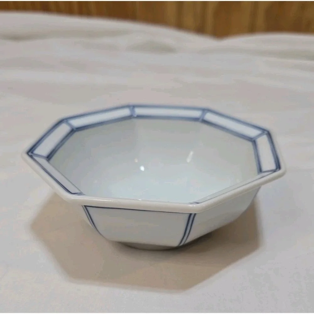 VNT Fitz & Floyd Facette Bleu Octagonal Porcelain Bowl Made In Japan